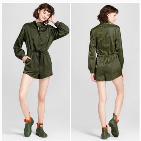๐ธ New Hunter Army Green Drawstrings Waist Button Up Shortalls Romper Size XS - Picture 8 of 8